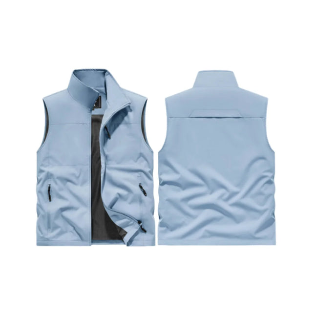 Outdoor workwear jacket Men's breathable lightweight top  Spring and Autumn thin high-end solid color stand-up collar vest