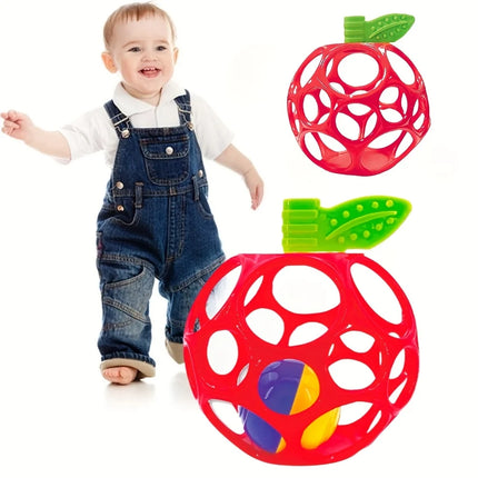 Baby Bell Ringing Toy - Apple-Shaped Handheld Sensory Ball with Bells & Tactile Holes,  Developmental Puzzle Toy for Motor Skill