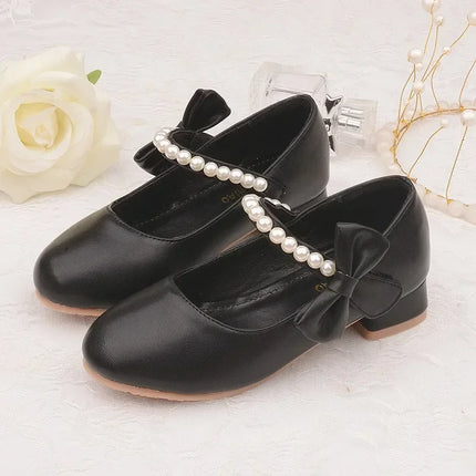 Zapatos Niña KidLeather Shoes 2024 Autumn New Girl High Heel Princess Shoes Bow Single Shoe Mary Jane Shoes Kid Shoe Girl Shoe