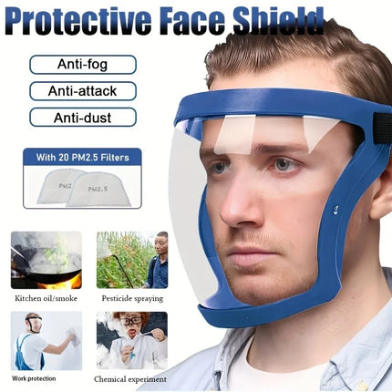 Transparent Facial Shield Anti-Fog Work Protection Mask Filter Dust-proof Anti-splash Full-Face Grinding Weeding Protection Mask