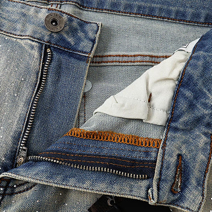 2026 KDNK stretch Jeans Men's High quality Rhinestone Slim Fit Skinny Grey straight Denim Jeans Pants