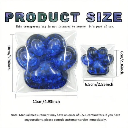 (HefengCL) Black Blue Glitter Cat Paw TPR Squishy Toy, Soft Stress Relief Squeeze Toy,  Ideal Party Favors & Classroom Rewards