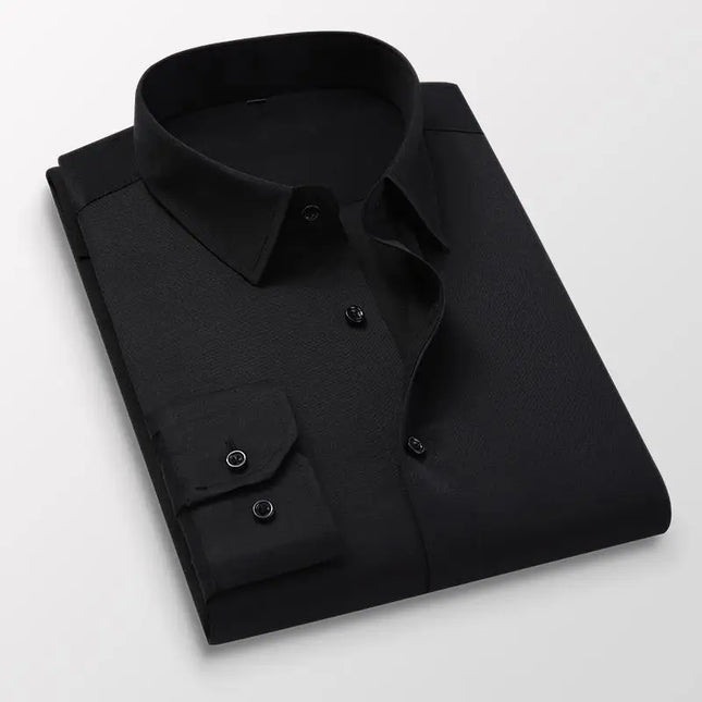Slim Fit Long Sleeve White Shirt for Men Wedding Groomsmen Business Formal Korean Style Polyester Fiber Non-Iron Treatment