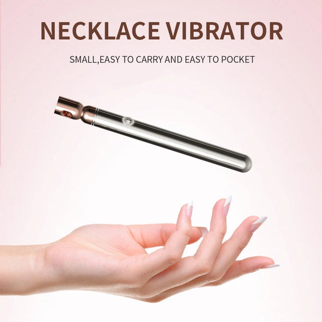 Necklace Bullet Vibrators Rechargeable Portable Stainless Steel Silver Vibrating Pendant Massager Discreet Sex Toys For Women