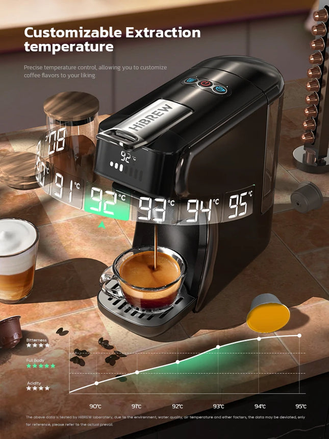 HiBREW 6in1 Capsule Coffee Machine Hot/Cold Multiple Espresso Coffee Maker Cappuccino Coffee Maker Dolce Gusto Nespresso Powder H1B