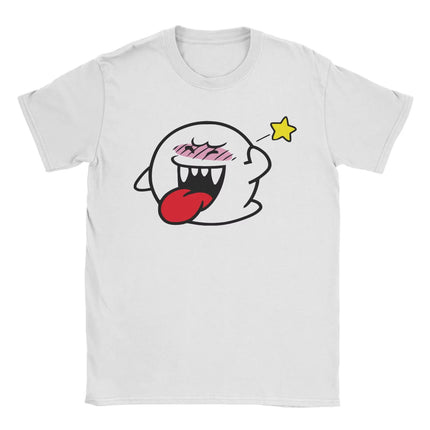 Super Mario Boo Graphic Print T-Shirt Casual Unisex Streetwear Top Soft Breathable Funny Printed Tee Short Sleeve Round Colla