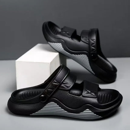 Men's Summer Outdoor Sandals Anti-Slip Beach Thick Bottom Color Block Soft Comfortable Sports Slippers PVC Material Leisure Styl