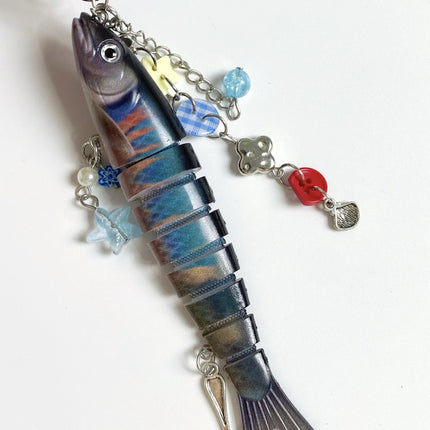 Fish Keychain Bionic fish bait keychain, ocean small fish multi-section fish Luya bag pendant cross-border
