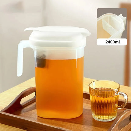 1800/2400ml Cold Kettle Teapot Plastic with Filter Water Jug Large Capacity High Temperature Resistance Fruit Tea Bucket Summer
