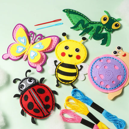 5-piece DIY Insect Sewing Kit; Beginner Hand-Sewing Materials for Sewing Fun; Cute Insect-Shaped Pouch for Gifts; Creative Handi