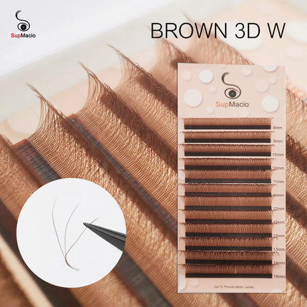 Supmacio Brown 3D/4D/5D W Lashes Bloom Automatic Flowering Soft Premade Fans Natural Soft Individual Eyelashes