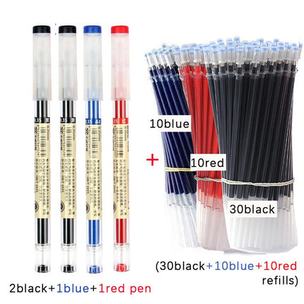 8/50/54Pcs/Set 0.35mm Gel Pens Office School Exam Ballpoint Pen Blue Black Ink Replaceable Pen Refill Rods Kawaii Stationery