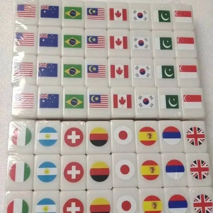 Hot Tiktok 64 Blocks Seaside Escape Mahjong With Flag Pattern Two Players Party Game Funny Parent Child Toy For Kids Gift