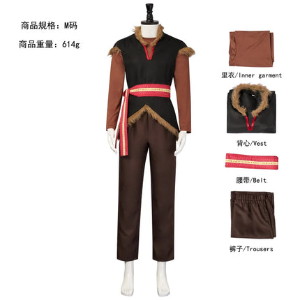 Anime Kristoff Cosplay Costume Halloween Party Outfit Men Stage Performance Role Play Peasant Fur Trim Clothes Full Set