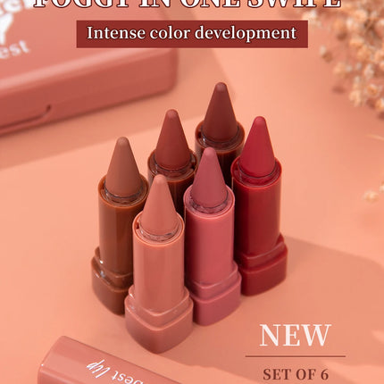 QIBEST Tapered Gradient Lip Liner Makeup Sets Matte Nude Brown Red Lipstick Waterproof Contouring Lipliner Lasting Makeup Kits