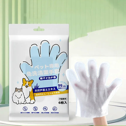 A Bag of 6ps Pet Wash Free Cleaning Gloves Cat and Dog Hair Cleaning Gloves Dry Cleaning Wipes Pet Shop Tudo Para Caes
