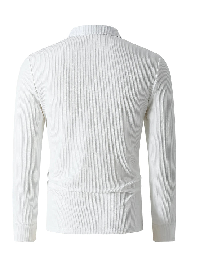 Spring New Light Luxury Light Business Mature Casual Men Sports Retro Style Striped Fashion Men Outdoor Long Sleeve POLO Shirt