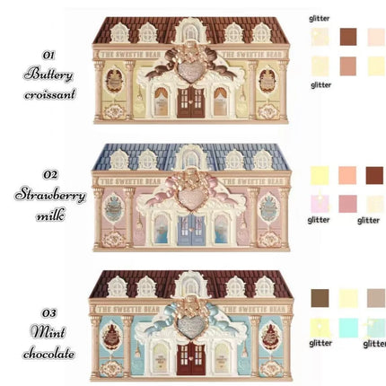 Flower Knows SWEETIE BEAR COLLECTION 6-Color Eye Shadow Palette Makeup Long Lasting Matte Shimmer Finish Eyeshadow Powder
