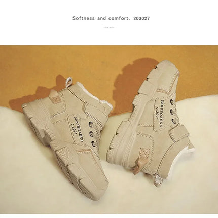 Winter Children's Boots Boys Plus Cashmere Thicken Warm Snow Boots Girls Non-slip Outdoor Boots Student Shoes Hiking Shoes