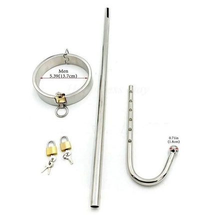 Stainless Steel Collar Slave Forced Posture Body Harness Hook Restraint BDSM Ball Plug Bondage Anal Plug Sex Toys for Men Women
