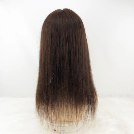 Dark Brown Silk Top Human Hair Lace Closure 5x5 Silk Base Straight Human Hair Natural Color Closures Pre Plucked Hairline #4