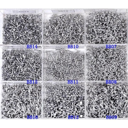45/90pcs Mix Stainless Steel Nose Ear Belly Lip Tongue Ring Captive Bead Eyebrow Bar Piercings Body Jewelry Lot Bulk