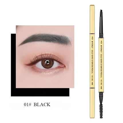 Gold Bar Double Ended Eyebrow Pencil - Ultra Fine 0.5mm Triangle Tip Waterproof & Smudge-proof for 3D Natural Brows