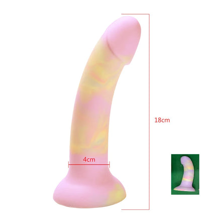 Realistic Dildo with Strong Suction Cup Liquid Silicone Pink Penis G Spot Masturbator for Women Men Anal Sex Toys 14-21cm