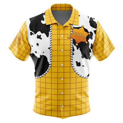 Woody Toy Story Button Up Hawaiian ShirtFashion Trend Breathable Loose Versatile Casual Sports Summer Men