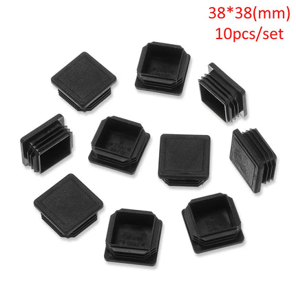 10pcs Square Plastic Black Blanking End Cap Tube Pipe Insert Plug Bung 15x15~60x60mm