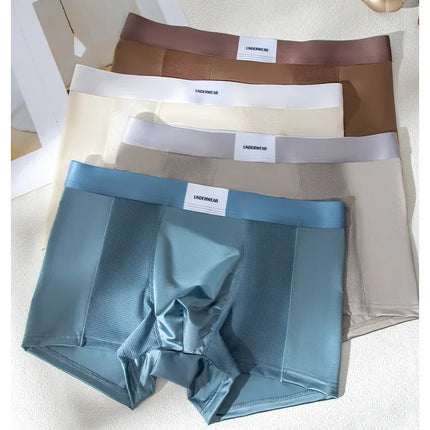 3pcs【LORIEN CREST】Men's Satin-Like Ice Silk Boxers Summer Breathable Air-Conditioned Underwear Lightweight Trunks New