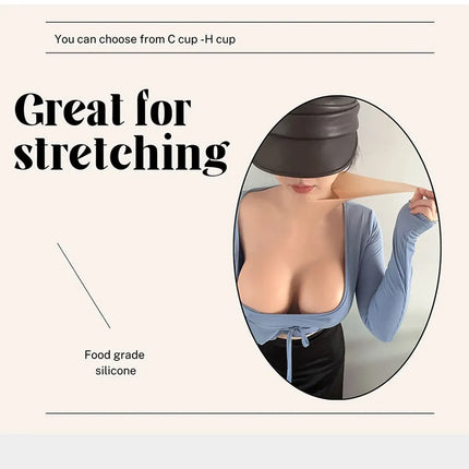Cosplay Chest Silicone Breast Forms Huge Fake Boobs and Fake Vaginal Pants Set Sexy Buttocks 1.2cm Hip Enhancer Pant