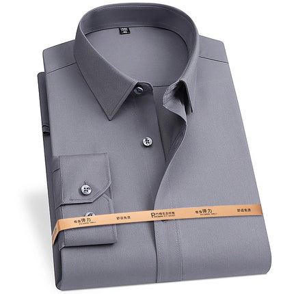 No-Iron Anti-Wrinkle 8XL New Fabric 50% Bamboo Fiber 46%Polyester 4%Spandex Men Shirts Long Sleeve Business work shirt Soft Cozy