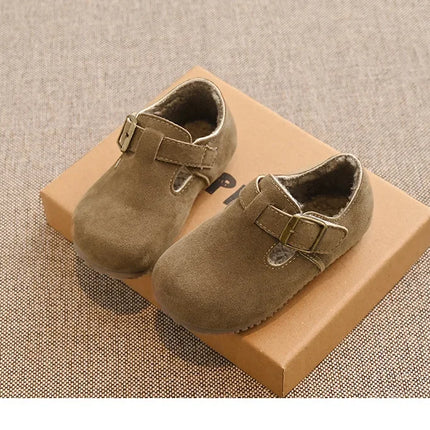 Children Flat Shoes Suede for Winter Kids Moccasins Non-slip Soft Sole 2024 Brand New Boys Girls Leather Shoes Warm Retro Trendy