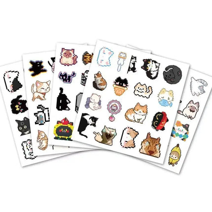 100Pcs Cute Pixel Cat Stickers kawaii kitten Decals For Laptop Scrapbook Luggage Guitar Helmet DIY Graffiti Stickers