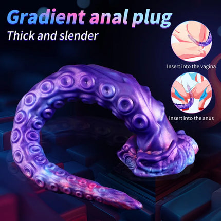 Octopus Tentacle Anal Plug Realistic Suction Cup Dildo Purple Pink Gradient Adult Toy for Men Women Couples Fantasy Sex Toy