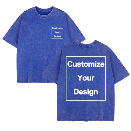 Summer Custom Washed T-Shirt Mens Cotton Oversized Tops DIY Logo/Graphic Tees Casual Comfortable T Shirts O-Neck Men's Clothes