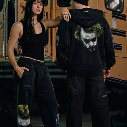 2026 Young American trendy sweatpants collaboration anime joggers cotton terry print wide-leg casual pants hip-hop street pants