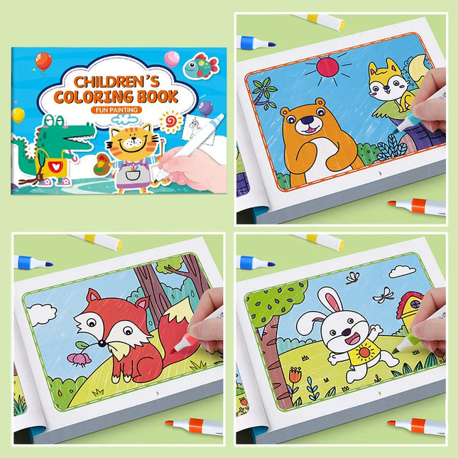 Cartoon Animal Drawing Book, Children's Colored Pen Drawing, Painting Graffiti Coloring Book, Fun Coloring Toy Book
