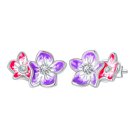 Original Earrings 925 Silver Fruit Series Cherry Strawberry Hoop Earrings Ear Studs Zircon Making Jewelry for Women Girl Party