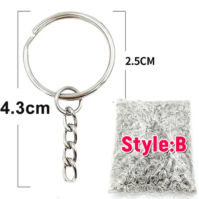 Silver Plated Metal Blank Keyring Keychain Split Ring Keyfob Key Holder Rings Women Men DIY Key Chains Key Ring Accessories