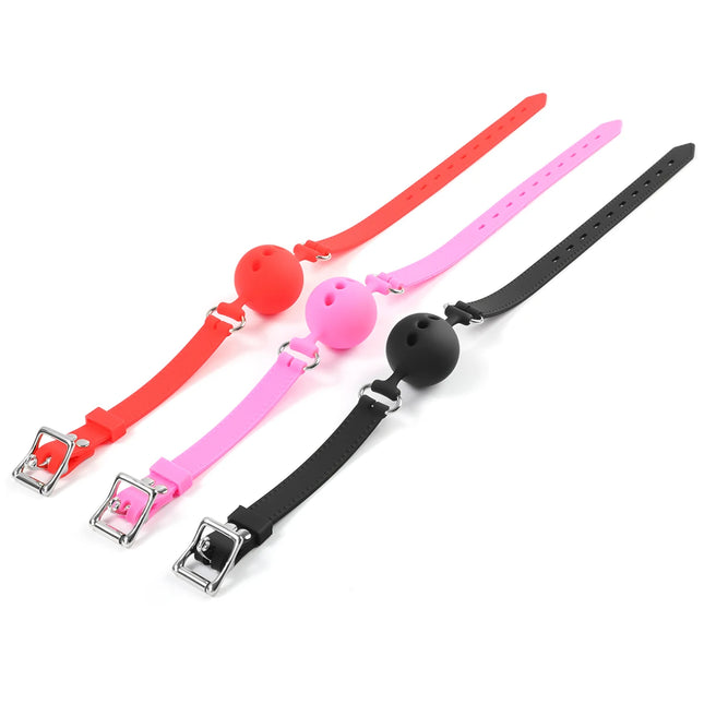 All Silicone Mouth Gag Breathable Ball Gag Adjustable Belt Mouth Sex Toys For Adult SM Games Sexyshop Erotic Accessories