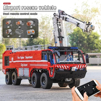 MOULD KING 19004S High-Tech Toys The MOC-4446 RC Motorized Airport Crash Tender Model Building Blocks Bricks Kids Christmas Gift