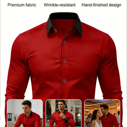 FGKKS Men Tuxedo Shirt Brand New Western Luxury Long Sleeve Smart Casual Micro Elastic Wrinkle-free Male Business Dress Shirts