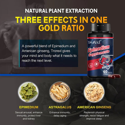 Natural Epimedium Capsules Enhance Endurance Supplement : Boost potency & Morning Power (Men's Health Secret)