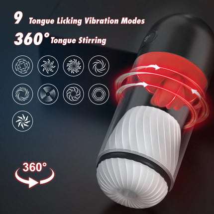 Tongue Licking Deep Throat Male Masturbation Cup APP Control 9-Frequency Licking Pocket Pussy for Penis Blowjob Sex Toy for Men