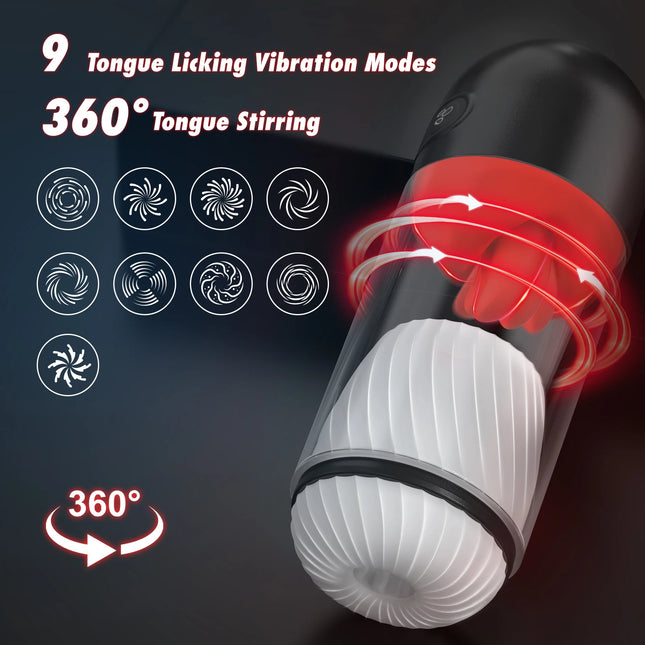 Tongue Licking Deep Throat Male Masturbation Cup APP Control 9-Frequency Licking Pocket Pussy for Penis Blowjob Sex Toy for Men
