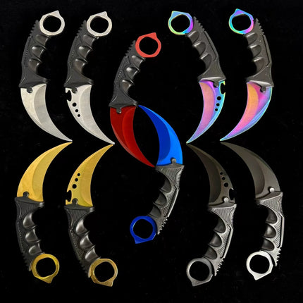10styles Cs Karambit Metal Model with Plastic Sheath Game Peripheals Colorful Claw Knives Outdoor Training Props Safety Toys Boy