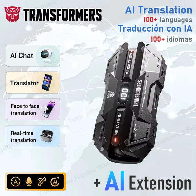 New Transformers TF-T51 AI TWS Bluetooth V5.4 Earphones Real-time Translation With AI Chat Headphones Meeting Recording Earbuds