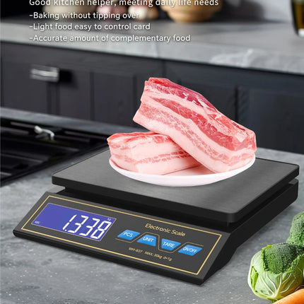 LCD Digital Kitchen Scale 30kg/1g Rechargeable Stainless Steel Panel Electronic Scales Home Jewelry Food Weighing Baking Tools